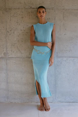 BELTED KNIT LONG TOP