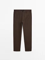 Pantalon straight 100 % lin