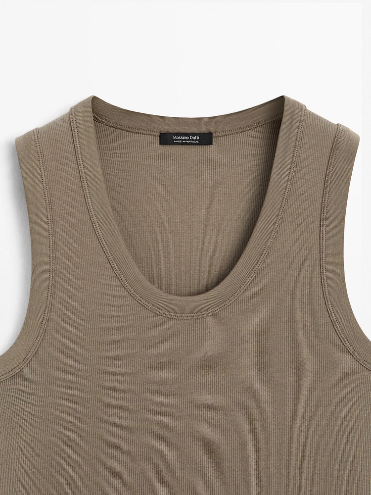 Cotton blend round neck T-shirt