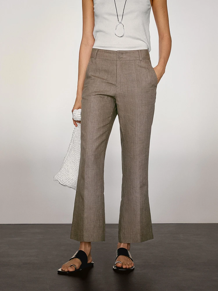 100% linen flare fit trousers