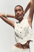 EMBROIDERED EYELET VEST TOP
