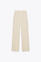 PANTALON DROIT SURPIQÛRES AVEC LIN