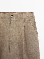 Flowing 100% linen trousers with darts