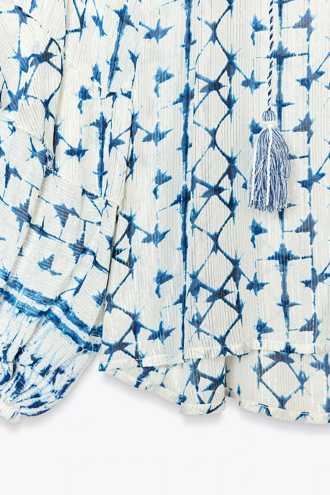 BLOUSE IMPRIMÉE FIL MÉTALLISÉ