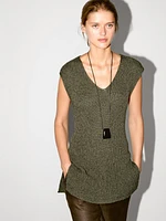 Pull sans manches col en V
