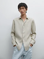 Slim fit linen blend shirt