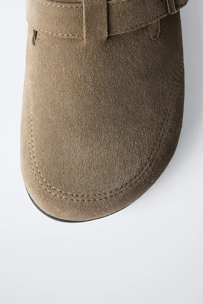 SPLIT LEATHER CLOGS