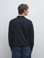 Pull polo en maille 100 % laine mérinos