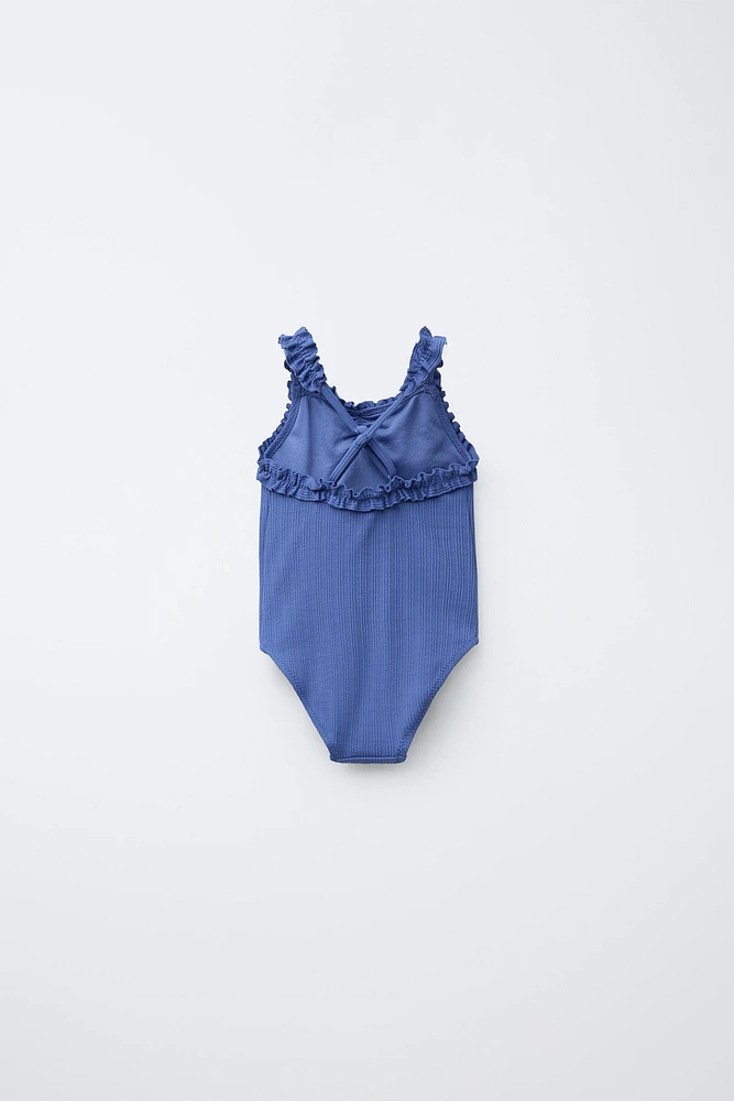2-6 ANS/ MAILLOT DE BAIN TEXTURÉ À VOLANTS