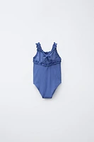 2-6 ANS/ MAILLOT DE BAIN TEXTURÉ À VOLANTS