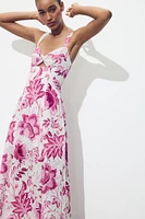 PRINTED DRESS WITH OPENWORK EMBROIDERY