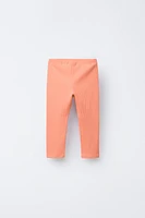 LABEL TRIM RIBBED LEGGINGS