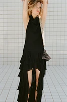 ROBE LONGUE HALTER VOLANTS