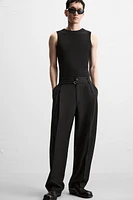 PLEATED BELTED PANTS
