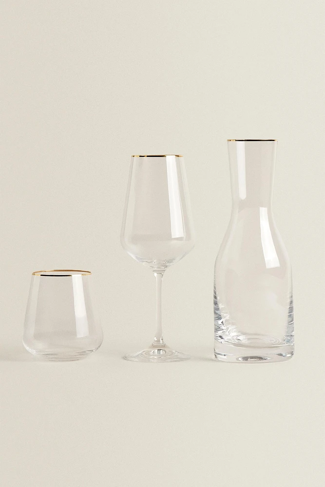 BOHEMIA CRYSTAL TUMBLER WITH A GOLDEN RIM