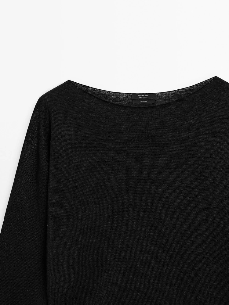 100% linen boat neck sweater