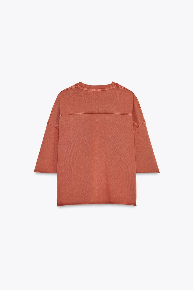 WASHED EFFECT PLUSH SWEATSHIRT