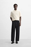 PURL KNIT ZIPPER POLO SHIRT