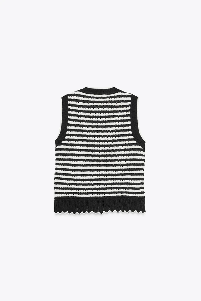 STRIPED KNIT VEST TOP