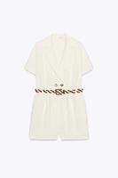 BRAIDED BELT SHORT JUMPSUIT
