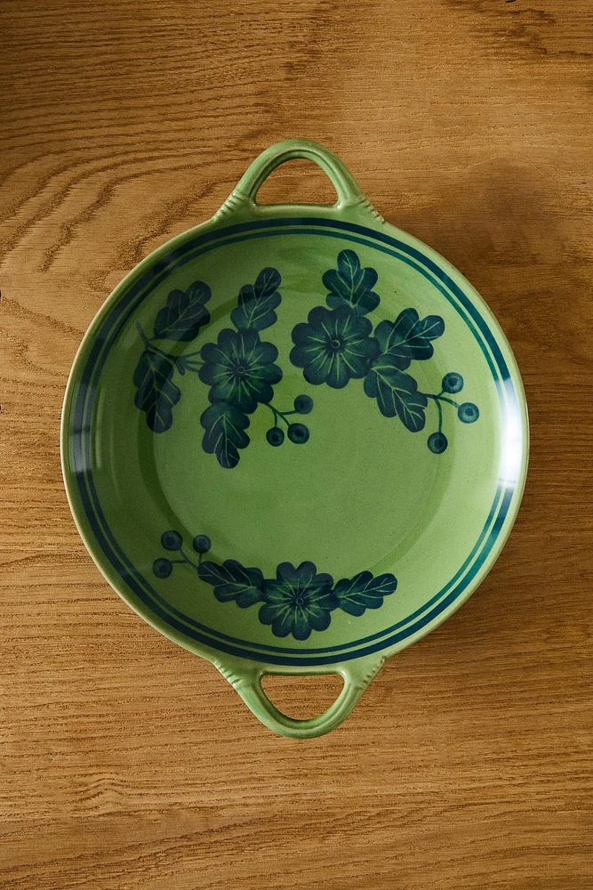PLAT GRÈS ROND FLEURS