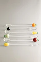 LOT PETITES CUILLÈRES VERRE RECYCLABLE FRUITS (LOT DE 6)