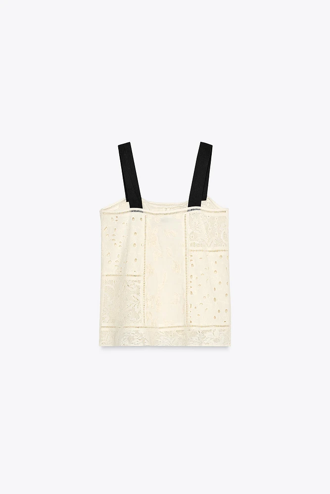 ZW COLLECTION PATCHWORK EMBROIDERED TOP