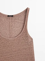 Strappy top with linen fabric detail