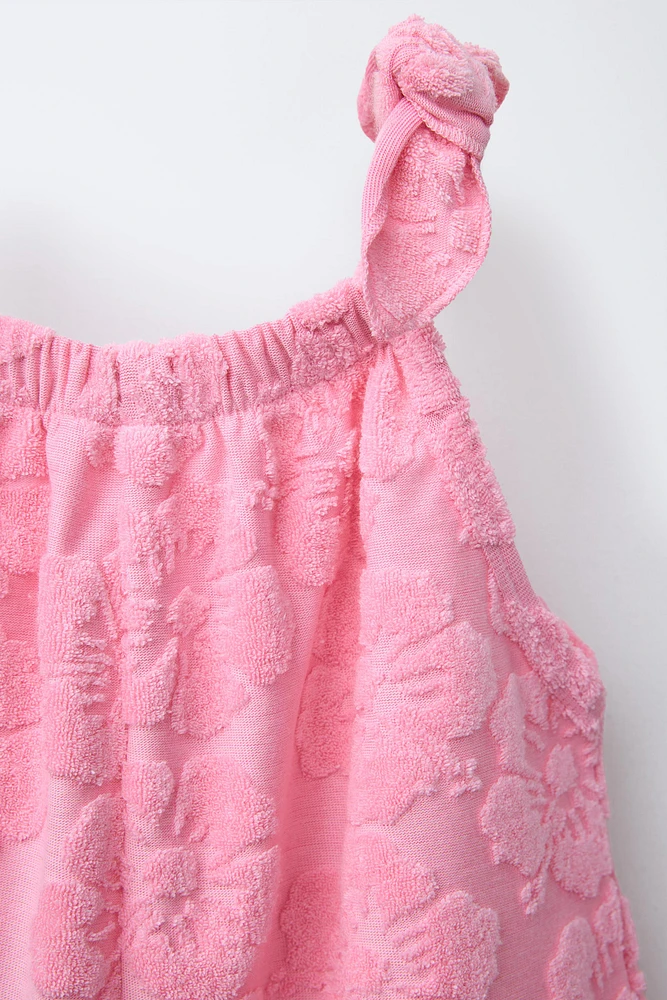 FLORAL TOWEL EFFECT SHORT JUMPSUIT
