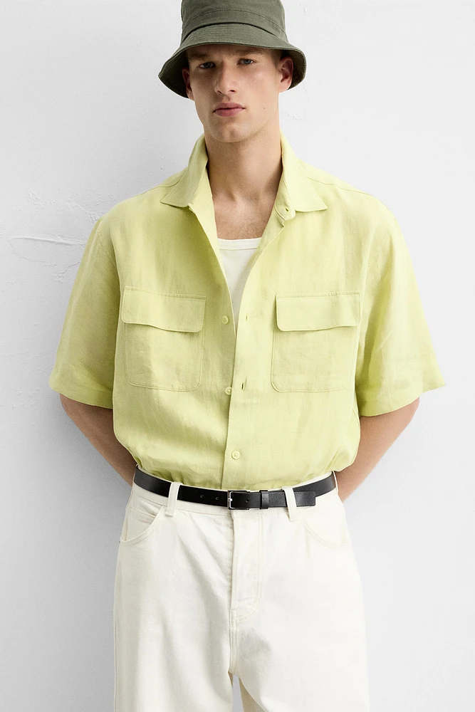 100% LINEN POCKET SHIRT
