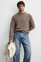 TEXTURED WOOL BLEND SWEATER