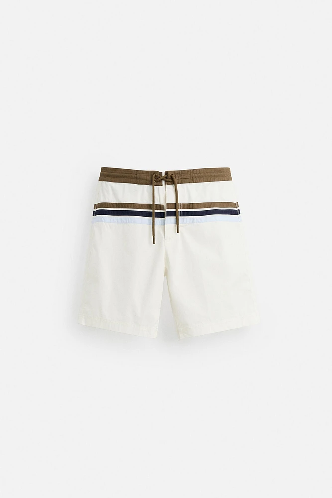 MAILLOT DE BAIN LONG À BANDES