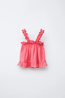 100% LINEN RUFFLED TOP