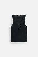 DOUBLE NECK BUTTON TANK TOP
