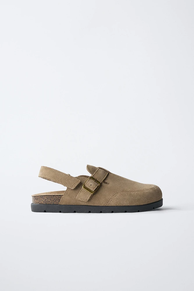 SPLIT LEATHER CLOGS