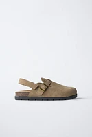 SPLIT LEATHER CLOGS