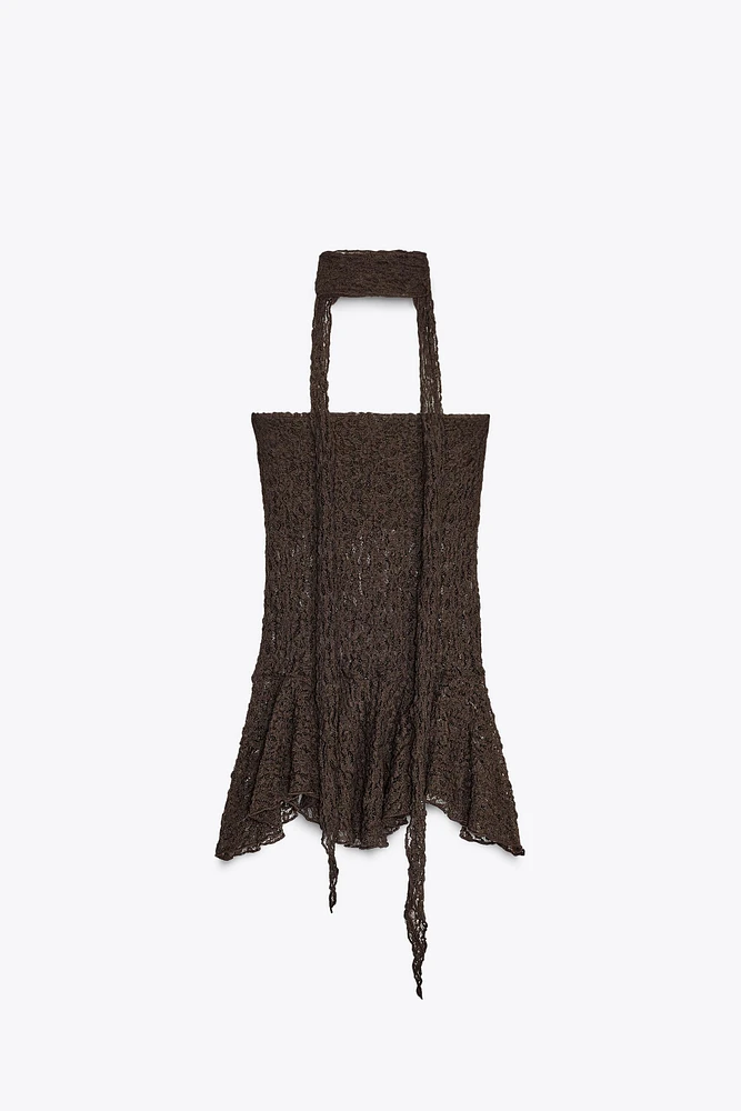TOP DENTELLE FOULARD