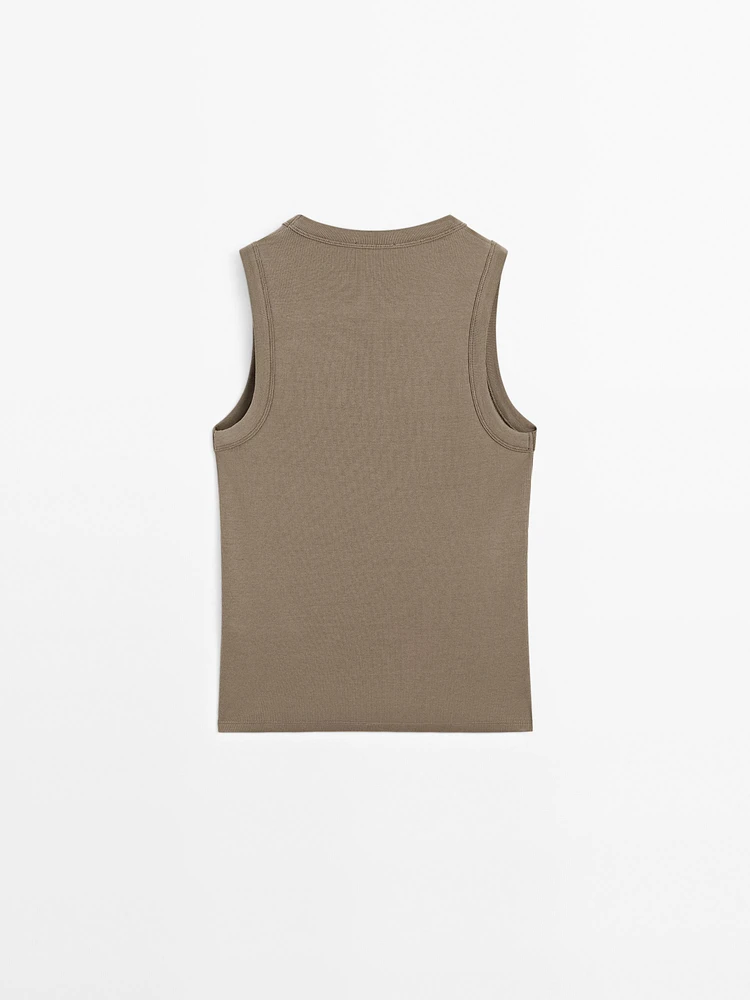 Cotton blend round neck T-shirt