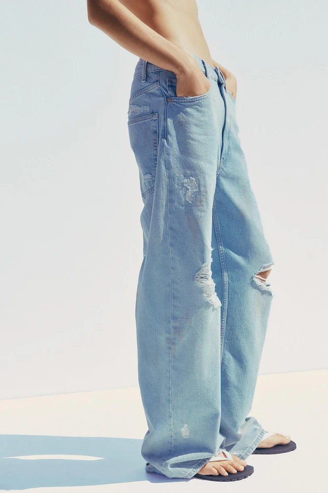 TRF MID-RISE RIPPED BAGGY JEANS