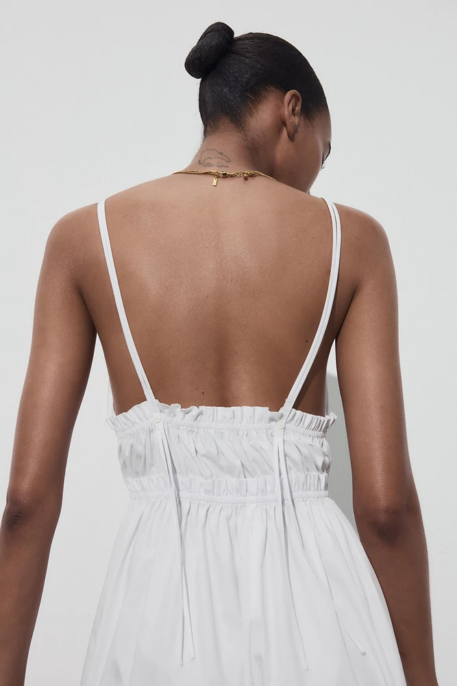 POPLIN MIDI DRESS WITH STRAPS
