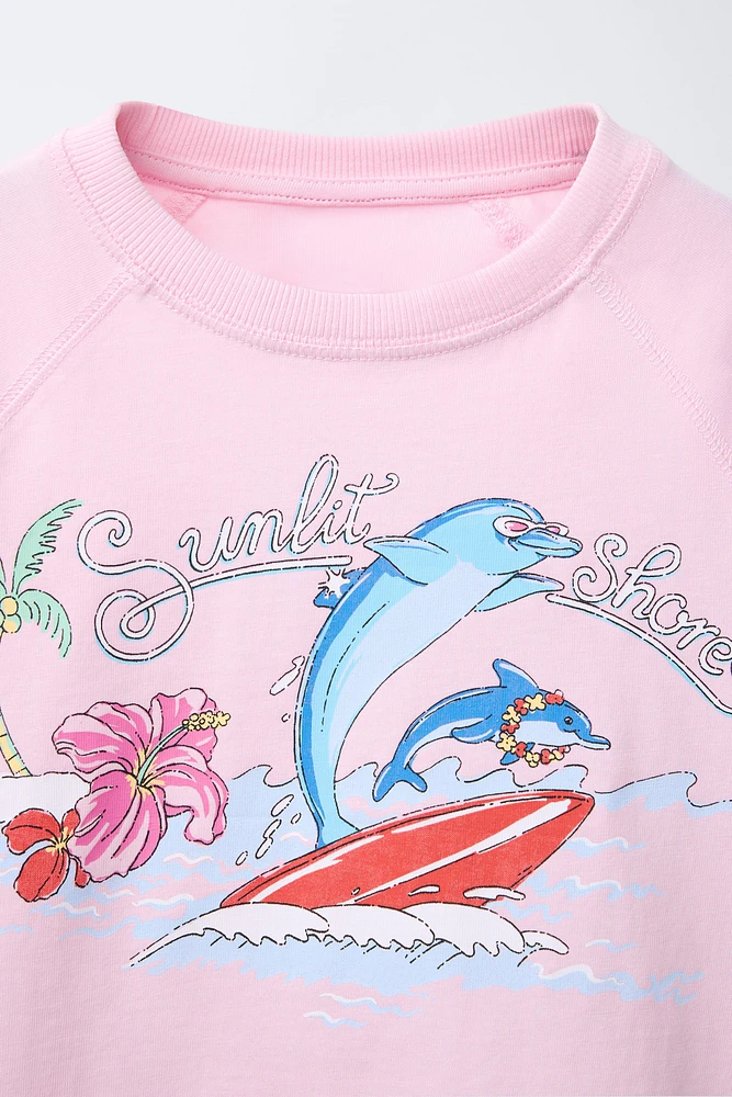 PRINTED RAGLAN SLEEVE T-SHIRT