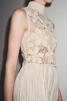 FLORAL EMBROIDERY COMBINATION DRESS