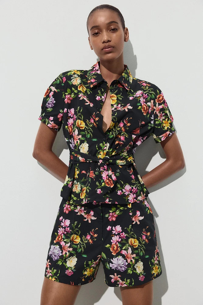 FLORAL PRINT POPLIN TOP