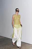 TOP EN MAILLE ET CROCHET À FRANGES