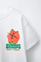 ANIMAL AND ICE CREAM PRINT T-SHIRT