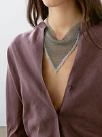 Flowing linen shirt with stand collar