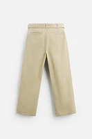 STRAIGHT FIT BELTED PANTS