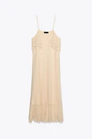 POINTELLE KNIT RUFFLED DRESS