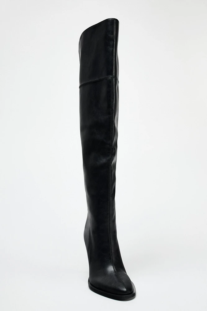 XL OVER THE KNEE HEELED BOOTS