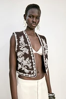 EMBROIDERED OPEN VEST
